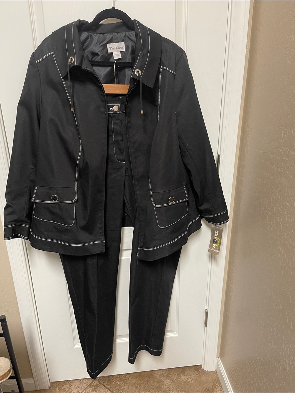 TanJay Black Utility Jacket and pants with Contrast Stitching Size18W